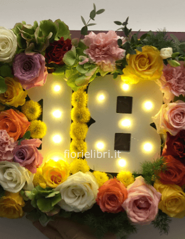 Cornice di fiori colorati per feste di compleanno